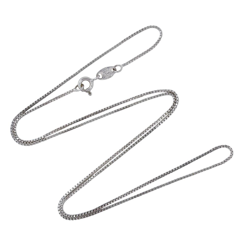 Estate Italy Sterling Silver 925 0.9mm Box Link Chain Necklace 18.5"